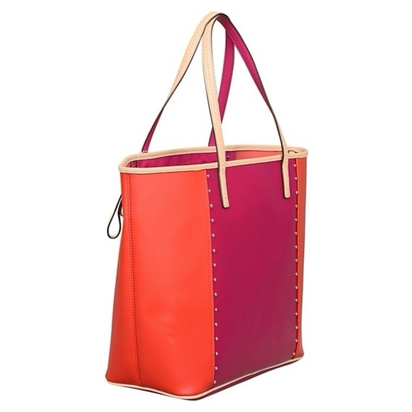 LIKE NEW! RARE METRO COLORBLOCK STUDDED TOTE (COACH F31325) PURSES BAG DESIGNER - Picture 3 of 4